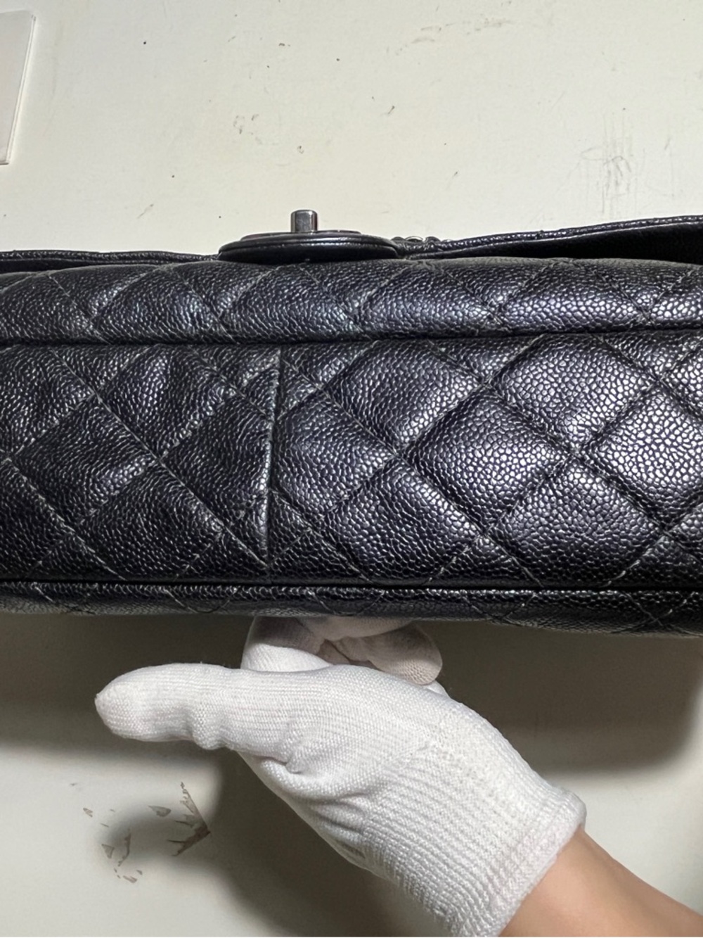 CHANEL Quilted Caviar Leather Jumbo Airplane Double Flap Shoulder Bag - Picture 5 of 16